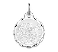 Pendentif en argent sterling 925 massif à facettes « A Date to Remember » - 23 x 16 mm de large - Collier avec pendentif pour femme