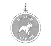 Pendentif en argent sterling 925 massif à facettes gravé au laser Boston Terrier 26 x 19 mm de large pour femme