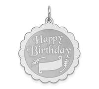 Pendentif en argent sterling 925 massif gravé au laser avec pierre de naissance « Happy Birthday » - 30 x 24 mm de large - Collier pour femme