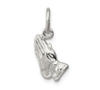Pendentif en argent sterling 925 massif poli à dos plat en forme de mains qui prient - Dimensions : 20 x 10 mm de large - Bijoux pour femme, one-size, Métal Argent Argent sterling, Pas de gemme
