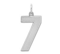 Pendentif en argent sterling 925 massif poli et satiné grand numéro 7 25 x 11 mm de large pour femme