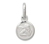 Pendentif en argent sterling 925 massif satiné poli ange gardien religieux en cercle 17 x 10 mm de large pour femme