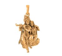 Pendentif en argent sterling 925 plaqué or 22 carats avec médaillon « God Krishna » - Pour homme et femme - Sans pierre précieuse