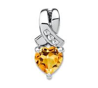 Pendentif en argent sterling 925 plaqué rhodium avec citrine et diamant de 6,4 mm pour femme
