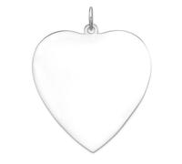 Pendentif en argent sterling 925 plaqué rhodium avec cœur poli sur le devant et le dos satiné 35,7 x 29,3 mm de large 0,7 mm d'épaisseur