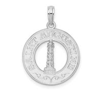Pendentif en argent sterling 925 plaqué rhodium avec pendentif en forme de cercle de Saint Augustin avec phare 25,53 mm de long pour femme