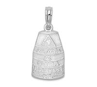 Pendentif en argent sterling 925 plaqué rhodium poli Petite clé West USA Pendentif 22,3 mm de long pour femme