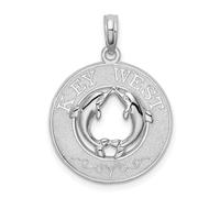 Pendentif en argent sterling 925 plaqué rhodium texturé Key West avec dauphins 26,02 mm de long pendentif pour femme