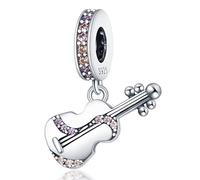 Pendentif en argent sterling 925 pour violon, orchestre, violoncelle, guitare, musicien, compatible avec bracelet à breloques Pandora