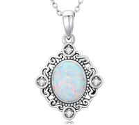 Pendentif en argent sterling 925 véritable opale blanche de forme ovale de 5,50 carats - Pierre de naissance du mois d'octobre