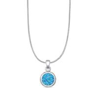 Pendentif en argent sterling 925 véritable opale blanche de forme ronde avec pierre de naissance du mois d'octobre