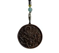 Pendentif en Bois D'agar De Brunei avec Motif Dragon, Apportant Bonne Fortune Et Protection, 5 Cm De Diamètre