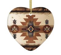 Pendentif en céramique à suspendre en forme de sapin de Noël YYHHAOFA Motifs amérindiens Conçu spécifiquement pour les vacances 7,9 x 7,9 cm