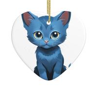 Pendentif en céramique à suspendre en forme de sapin de Noël YYHWHJDE Schtroumpf Chaton Conçu spécifiquement pour les vacances 7,9 x 7,9 cm