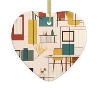 Pendentif en céramique à suspendre pour sapin de Noël YYHHAOFA du milieu du siècle conçu spécifiquement pour les vacances 7,9 x 7,9 cm