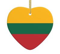 Pendentif en céramique avec drapeau de la Lituanie en forme de cœur imprimé en céramique à accrocher sur les rebords de fenêtre ou les cheminées