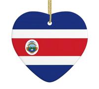 Pendentif en céramique avec motif drapeau du Costa Rica en forme de cœur pour accrocher sur les rebords de fenêtre ou les cheminées