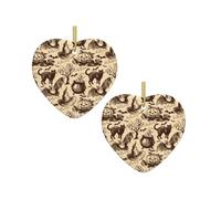 Pendentif en céramique en forme de cœur avec chapeau de sorcière imprimé multi scénario de Noël