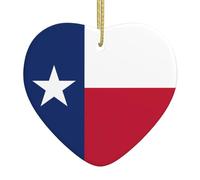 Pendentif en céramique en forme de cœur avec drapeau du Texas, décoration d'arbre de Noël, Nouvel An, fête de vacances