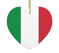 Pendentif en céramique en forme de cœur avec drapeau italien, décoration de Noël d'Halloween, 6,9 cm