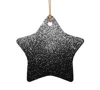 Pendentif en céramique en forme d'étoile à paillettes argentées brillantes - Décoration de Noël à suspendre - Décoration de Noël d'intérieur - Cadeaux de fête
