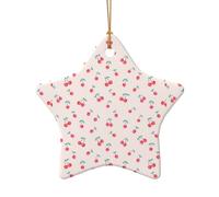 Pendentif en céramique en forme d'étoile en forme de cerise rouge à suspendre, décoration de Noël, décoration d'intérieur, cadeaux de fête