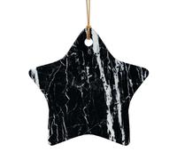 Pendentif en céramique en forme d'étoile en marbre noir et blanc - Décoration de Noël à suspendre - Décoration de Noël d'intérieur - Cadeaux de fête