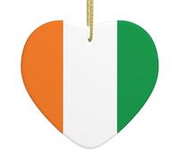 Pendentif en céramique motif drapeau de la Côte d'Ivoire en forme de cœur, idéal pour les étiquettes et les décorations de fête à la maison.