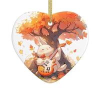 Pendentif en céramique pour sapin de Noël 6,9 x 7,6 cm Motif musiciens YYHWHJDE sous l'érable avec corde métallique dorée pour l'accrocher facilement