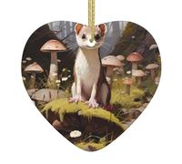 Pendentif en céramique pour sapin de Noël - 6,9 x 7,6 cm - YYHHAOFA cueillette de champignons et belettes - Facile à accrocher dans les centres commerciaux et les magasins