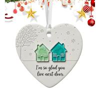 Pendentif en céramique pour sapin de Noël - Décoration en forme de cœur - Souvenir artistique à suspendre pour les vacances d'hiver - Pour adolescents, adultes, femmes, voisins