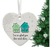 Pendentif en céramique pour sapin de Noël - Décoration en forme de cœur - Souvenir artistique à suspendre pour les vacances d'hiver - Pour adolescents, adultes, femmes, voisins