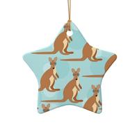 Pendentif en céramique pour sapin de Noël, en forme d'étoile amusante pour zoo kangourou, décoration de Noël, décoration de Noël, décoration d'intérieur, cadeaux de fête