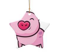 Pendentif en céramique pour sapin de Noël, en forme d'étoile, cochon rose, décoration de Noël à suspendre, décoration de Noël, cadeaux de fête d'intérieur
