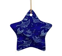 Pendentif en céramique pour sapin de Noël, raie manta et poisson en forme d'étoile, décoration de Noël, décoration d'intérieur, cadeaux de fête