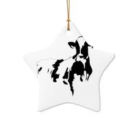 Pendentif en céramique pour sapin de Noël, vache en forme d'étoile en noir et blanc, décorations de Noël à suspendre, décoration de Noël, décoration d'intérieur, cadeaux de fête