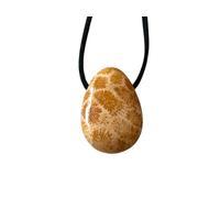Pendentif en corail fossile (Petoskey Stone) - Véritable bijou en pierre naturelle des États-Unis avec ruban et boîte cadeau - Corail fossilisé de qualité AAA - Environ 30 x 20 mm