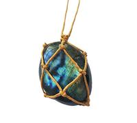 Pendentif en Cristal de Labradorite Brut Naturel Reiki Chakra Guérison Pendentif Traitement Pierre avec Une Corde tissée à la Main de Couleur aléatoire