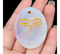 Pendentif en cristal naturel semi-précieuse gravé sur la paume de Bouddha Méditation Œil tous voyants, 35*45MM, Cristal naturel, Améthyste