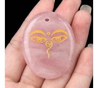 Pendentif en cristal naturel semi-précieuse gravé sur la paume de Bouddha Méditation Œil tous voyants, 35*45MM, Cristal naturel, Améthyste