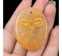 Pendentif en cristal naturel semi-précieuse gravé sur la paume de Bouddha Méditation Œil tous voyants, 35*45MM, Cristal naturel, Améthyste