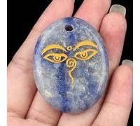 Pendentif en cristal naturel semi-précieuse gravé sur la paume de Bouddha Méditation Œil tous voyants, 35*45MM, Cristal naturel, Améthyste