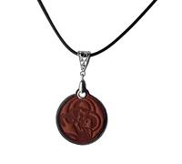 Pendentif en cuir véritable fait main de Saint Antoine de Padoue avec l'Enfant Jésus