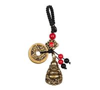 Pendentif en cuivre pur, sculpture de Bouddha rieur porte-clés ornement de voiture, 1 mini porte-clés Bouddha rieur, pendentif vintage en laiton massif, Porte-clé pièce porte-bonheur, 1.3 X 0.866