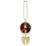 Pendentif en forme d'aile d'ange en métal à suspendre pour rétroviseur de voiture, porte-clés double face attrape-soleil pour homme et femme - Motif ballons rouges dans la chambre - 17 cm