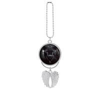 Pendentif en forme d'aile d'ange en métal à suspendre pour rétroviseur de voiture, porte-clés double face, attrape-soleil, pour homme et femme
