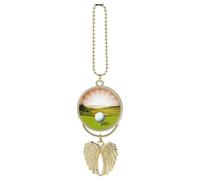 Pendentif en forme d'aile d'ange en métal à suspendre pour rétroviseur de voiture - Porte-clés double face - Attrape-soleil - Pour homme et femme - 17 cm