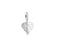 Pendentif en forme d'aile d'ange gardien en argent sterling 925 avec inscription « You Will Always Be A Part Of Me » compatible avec les bracelets à breloques Pandora