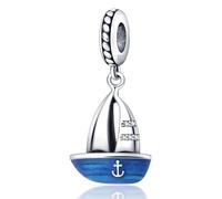 Pendentif en forme d'ancre de bateau à voile, yacht, mer, océan, capitaine bateau, argent sterling 925, compatible avec bracelet à breloques Pandora
