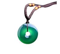 Pendentif en forme de bouton en jade naturel vert avec corde et décorations en agate